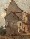 Eustațiu Stoenescu, Case la Vitré, 1915-1920, ulei pe pânză lipită pe carton