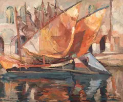 Nicolae Dărăscu, Bărci la Chioggia, 1925-1927, ulei pe pânză