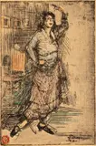 Gheorghe Petrașcu, Dansatoarea de flamenco (Lucreția), 1931, acvaforte și gravură cu acul, acuarelă