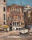 Palazzo Ducale (Veneția) by Gheorghe Petrașcu, 1934, ulei pe lemn, sold Oct 2025