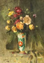 Trandafiri de vară by Francisc Gall, 1946, ulei pe pânză, sold Oct 2025