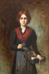 Dimitrie Serafim, Micuța florăreasă, cca. 1900, ulei pe pânză