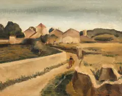 Paul Miracovici, Peisaj din Saint-Tropez, cca. 1935, ulei pe pânză lipită pe carton