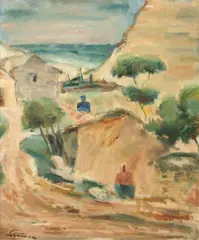 Francisc Șirato, Dealuri la Balcic, 1934, ulei pe carton
