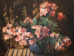 Flori de măceș by Stefan Popescu, anii '20, ulei pe carton, sold Oct 2025