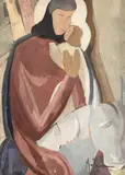 Olga Greceanu, Madona cu pruncul (Fuga în Egipt), cca. 1929, guașă pe carton