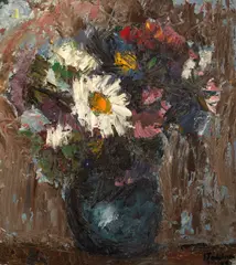 Ion Țuculescu, Vas cu flori de câmp, 1940, ulei pe carton
