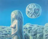 Sabin Bălașa, Fata lunii (Țara Strămoșilor), 1988, ulei pe pânză