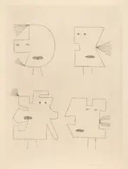 Victor Brauner, Quand un élément et le vent animent la géometrie (seria Codex d'un visage), 1962, gravură cu acul