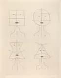 Victor Brauner, Ce qui était, revient, imitant à nouveau les premiers tâtonnements (seria Codex d'un visage), 1962, gravură cu acul