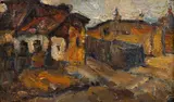 Rudolf Schweitzer–Cumpăna, Uliță în Argeș, anii '40, ulei pe pânză lipită pe carton