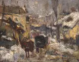 Rudolf Schweitzer–Cumpăna, Iarnă în București, anii '50, ulei pe carton
