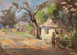 Nicolae Enea, Vecini pe uliță, 1927-1930, ulei pe carton
