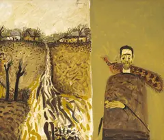 Sorin Ilfoveanu, Bărbat cu fazan, 2017, ulei pe pânză
