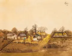 Sorin Ilfoveanu, Peisaj din Rădești, 1989, ulei pe pânză