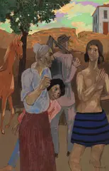 Grégoire Michonze, O familie obișnuită, 1964, guașă pe hârtie