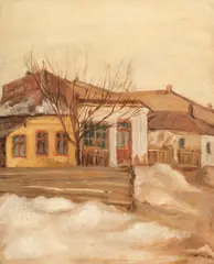 Cornelia Daniel Babic, Case în strada Potcovari, 1924, ulei pe carton