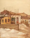 Cornelia Daniel Babic, Case în strada Potcovari, 1924, ulei pe carton