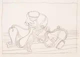 George Papazov, The wrestlers (from The Gladiators Cycle), 1950s, pencil on paper