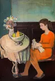 Bencho Obreshkov, Girl with a dove, 1951, oil on plywood