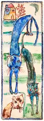 Cats by Lika Yanko, 1988, tempera and rope on canvas laid on wood, sold Oct 2025