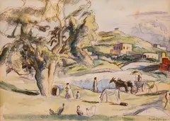 Jules Pascin, Oriental landscape, watercolour and pencil on paper