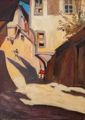 Nikola Tanev, Street in Plovdiv, 1928, oil on canvas laid to plywood