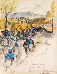 Nikola Tanev, Foremen in Pleven, 1947, pastel, charcoal and ink on paper