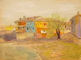 Vasil Stoilov, Landscape in Elena, 1973, watercolour, pencil and gouache on paper