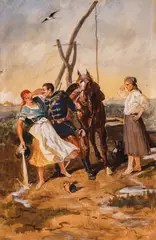Jaroslav Veshin, By the fountain, watercolor and gouache on paper