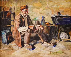 Nikola Valchev, Rest, 1940s, oil on canvas laid  on cardboard