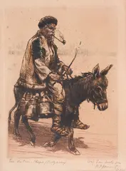 Peter Morozov, The milkman, 1940s, etching and aquatint