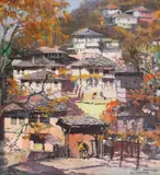 Vladimir Manski, Houses at Bozhentsi, 1940s, oil on canvas