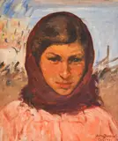 Dimo Nikolov, Portrait of a girl from Sozopol, 1939, oil on canvas