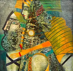 Woman with a centaur by Peter Michev-Pedro, oil on canvas, sold Oct 2025