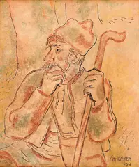 Stoyan Venev, Shepherd, 1946, monotype