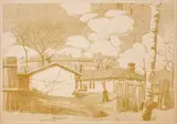 Josef Pitter, Houses on Dunav Street in Sofia, 1913, lithography