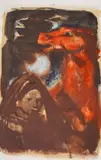 Dechko Uzunov, The red horse, 1970s, watercolour and pastel on paper