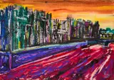 Yoan Leviev, Sunset in Paris, 1982, pastel, tempera and gouache on paper