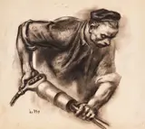 Iliya Petrov, Worker, 1949, charcoal on paper