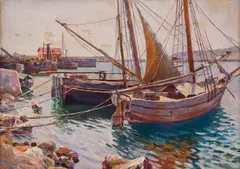 Georgi Hr. Rubev, By the pier, oil paints on cardboard