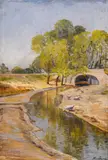 Haralampi Iliev, Landscape with geese, 1934, oil on canvas