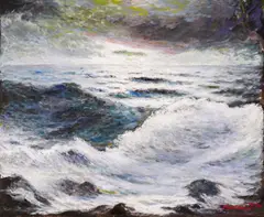 The storm by Boris Stefchev, 1982, oil on canvas, sold Oct 2025