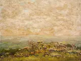 Ivan Trichkov, Summer landscape, 1954, oil on cardboard