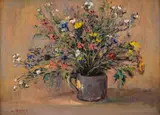 Napoleon Alekov, Still life with wildflowers, oil on fiberboard