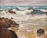Mario Zhekov, Cliffs at Sozopol, 1937, oil on cardboard