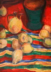 Rada Poptosheva, Still life with jug and pears, 1963, oil on canvas