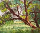 Naum Hadjimladenov, In the forest, 1965, oil on cardboard