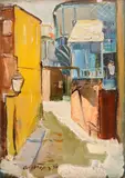 Street in Paris by Aleksandar Terziev, 1970, oil on cardboard, sold Oct 2025