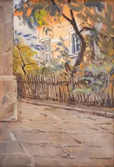 Stanyo Stamatov, Street, 1940s, oil on plywood